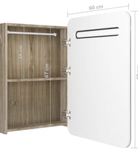 LED-Bad-Spiegelschrank Weiß und Eichen-Optik 60x11x80 cm