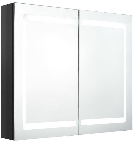 LED-Spiegelschrank fürs Bad Glänzend Schwarz 80x12x68 cm