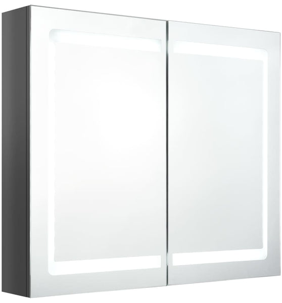 LED-Spiegelschrank fürs Bad Glänzend Grau 80x12x68 cm