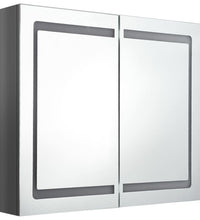 LED-Spiegelschrank fürs Bad Glänzend Grau 80x12x68 cm