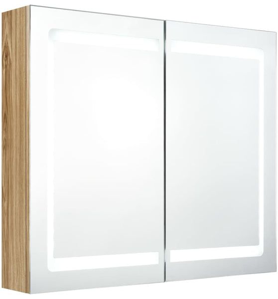 LED-Spiegelschrank fürs Bad Eichen-Optik 80x12x68 cm