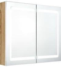 LED-Spiegelschrank fürs Bad Weiß und Eichen-Optik 80x12x68 cm