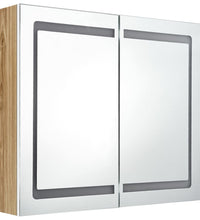 LED-Spiegelschrank fürs Bad Weiß und Eichen-Optik 80x12x68 cm