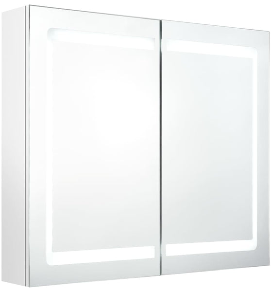 LED-Spiegelschrank fürs Bad Glänzend Weiß 80x12x68 cm