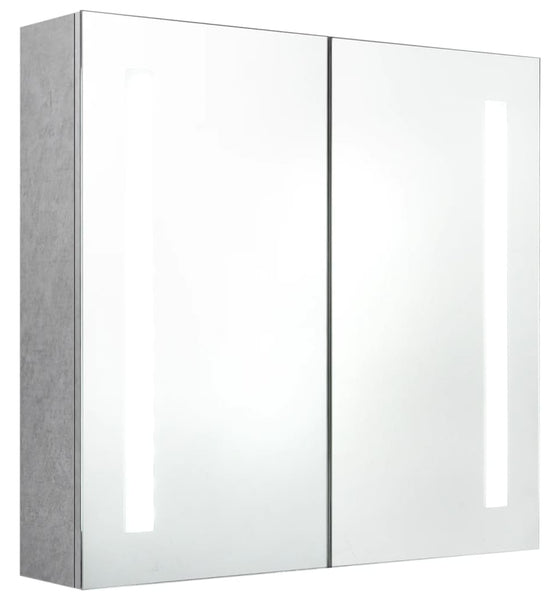 LED-Bad-Spiegelschrank Betongrau 62x14x60 cm