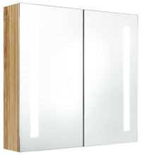 LED-Bad-Spiegelschrank Eichenoptik 62x14x60 cm
