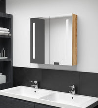 LED-Bad-Spiegelschrank Eichenoptik 62x14x60 cm