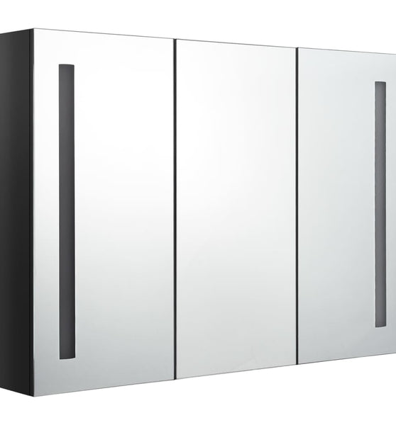 LED-Spiegelschrank fürs Bad 89x14x62 cm Glänzend Schwarz