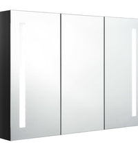 LED-Spiegelschrank fürs Bad 89x14x62 cm Glänzend Schwarz