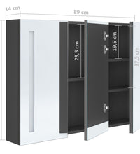 LED-Spiegelschrank fürs Bad 89x14x62 cm Grau