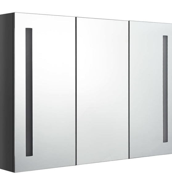 LED-Spiegelschrank fürs Bad 89x14x62 cm Glänzend Grau