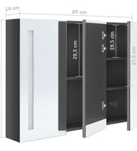 LED-Spiegelschrank fürs Bad 89x14x62 cm Glänzend Grau