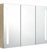 LED-Bad-Spiegelschrank 89x14x62 cm Eichen-Optik