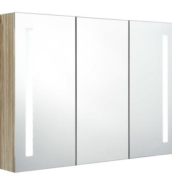 LED-Bad-Spiegelschrank 89x14x62 cm Eichen-Optik