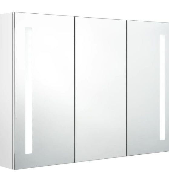 LED-Spiegelschrank fürs Bad 89x14x62 cm Glänzend Weiß