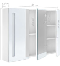 LED-Spiegelschrank fürs Bad 89x14x62 cm Glänzend Weiß