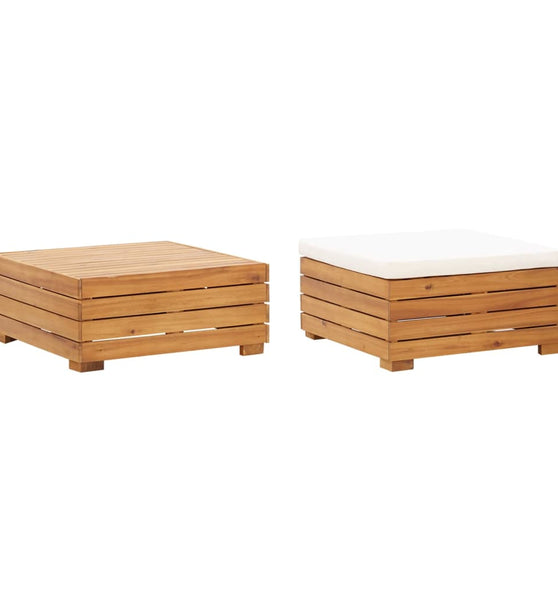 Gartentisch und Hocker mit Kissen Massivholz Akazie