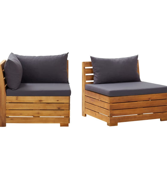 2-tlg. Garten-Lounge-Set mit Kissen Massivholz Akazie