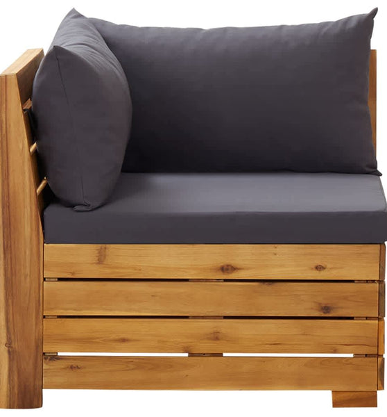 2-tlg. Garten-Lounge-Set mit Kissen Massivholz Akazie