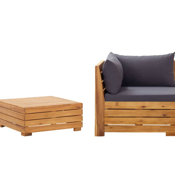 2-tlg. Garten-Lounge-Set mit Kissen Massivholz Akazie