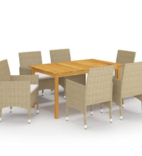 7-tlg. Garten-Essgruppe Beige