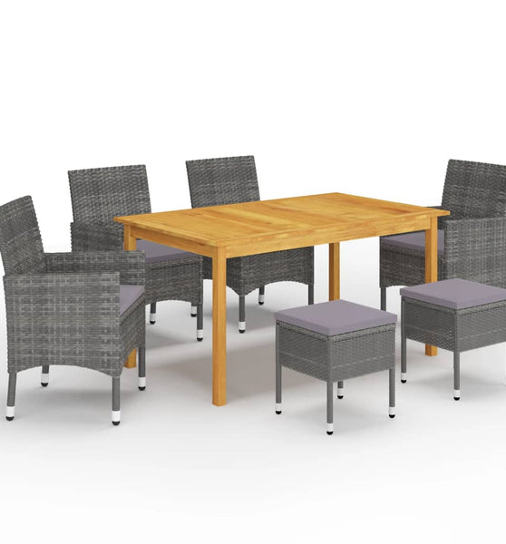 7-tlg. Garten-Essgruppe Grau
