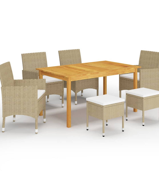 7-tlg. Garten-Essgruppe Beige