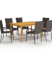 7-tlg. Garten-Essgruppe Braun