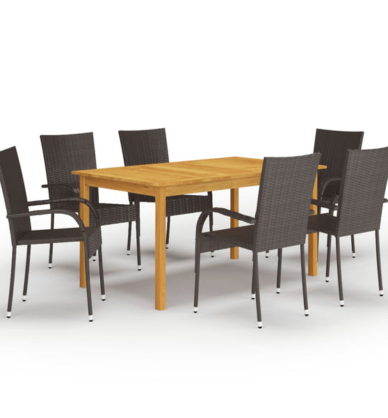 7-tlg. Garten-Essgruppe Braun