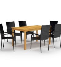 7-tlg. Garten-Essgruppe Schwarz