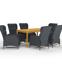 7-tlg. Garten-Essgruppe Dunkelgrau