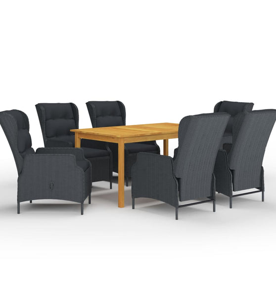7-tlg. Garten-Essgruppe Dunkelgrau