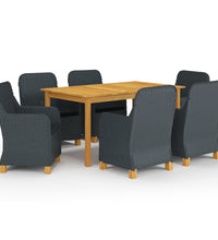 7-tlg. Garten-Essgruppe Dunkelgrau