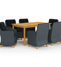 7-tlg. Garten-Essgruppe Dunkelgrau