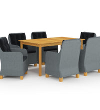 7-tlg. Garten-Essgruppe Hellgrau