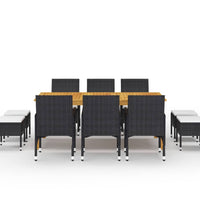 11-tlg. Garten-Essgruppe Schwarz