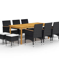 11-tlg. Garten-Essgruppe Schwarz