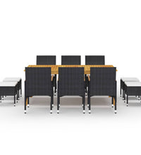 11-tlg. Garten-Essgruppe Schwarz