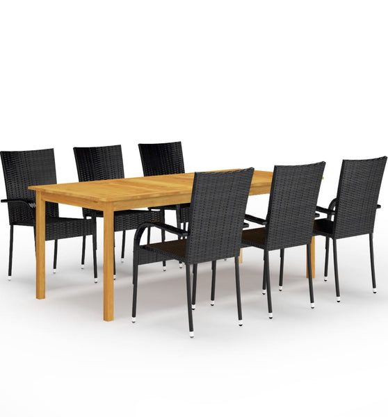 7-tlg. Garten-Essgruppe Schwarz