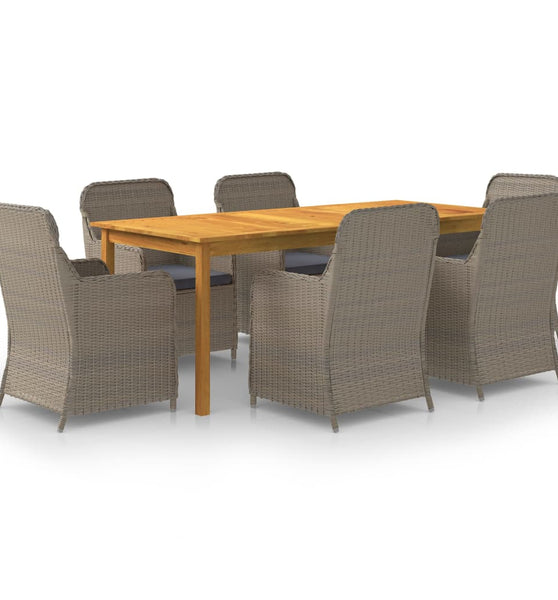 7-tlg. Garten-Essgruppe Braun