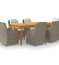 7-tlg. Garten-Essgruppe Braun