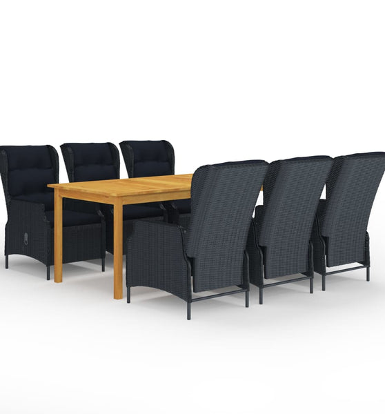 7-tlg. Garten-Essgruppe Dunkelgrau