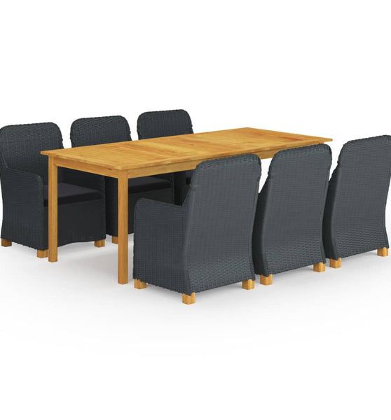 7-tlg. Garten-Essgruppe Dunkelgrau