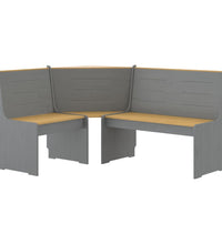 Eckbank REINE 151 cm Honigbraun und Grau Massivholz Kiefer