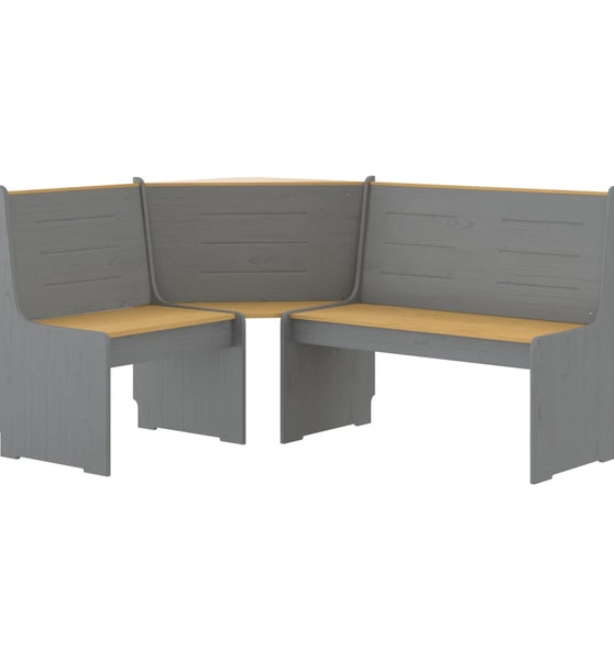 Eckbank REINE 151 cm Honigbraun und Grau Massivholz Kiefer