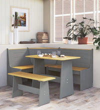 Eckbank REINE 151 cm Honigbraun und Grau Massivholz Kiefer