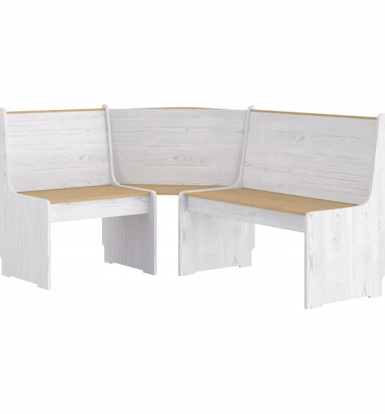 Eckbank REINE 151 cm Honigbraun und Weiß Massivholz Kiefer