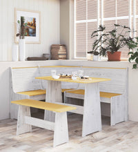 Eckbank REINE 151 cm Honigbraun und Weiß Massivholz Kiefer