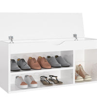 Schuhbank mit Kissen Hochglanz-Weiß 104x30x49 cm Holzwerkstoff