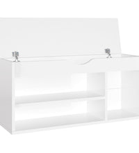 Schuhbank mit Kissen Hochglanz-Weiß 104x30x49 cm Holzwerkstoff